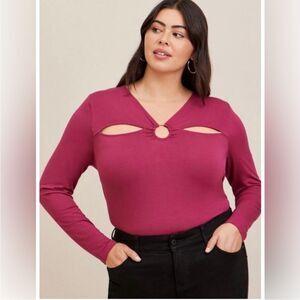 Torrid Super Soft O-Ring Detail And Cutouts Long Sleeve Top